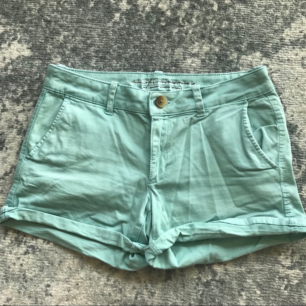 American Eagle aqua mint green color chino shorts 8